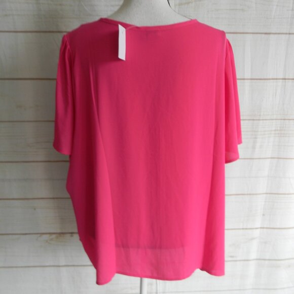 NWT J.CREW PINK CHIFFON V-NECK SHORT SLV OFFICE CAREER BLOUSE SZ 3X - Picture 4 of 4